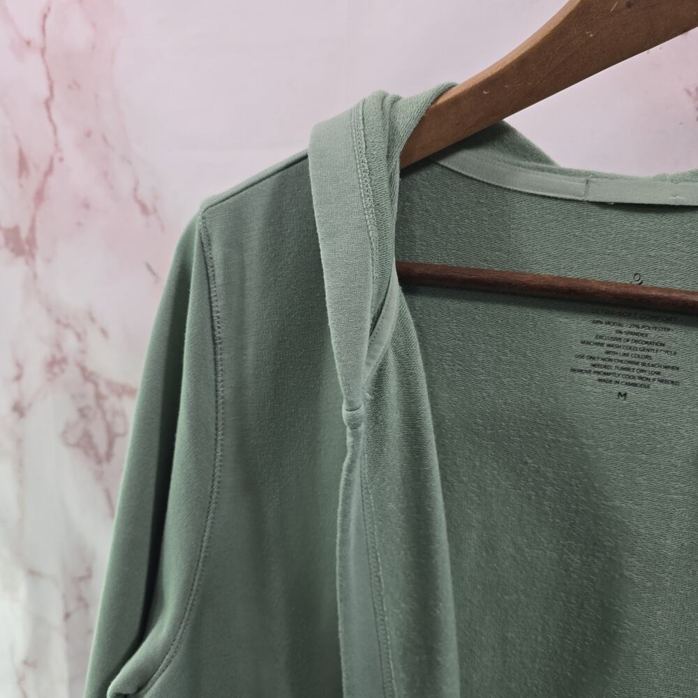 Cuddl Duds Cardigan Women Medium Light Green Hooded Modal Thumb Holes Ultra Soft - Picture 2 of 12